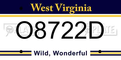 O8722D West Virginia License Plate