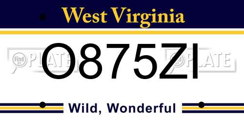 O875ZI West Virginia License Plate