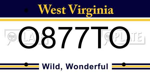 O877TO West Virginia License Plate