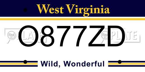O877ZD West Virginia License Plate