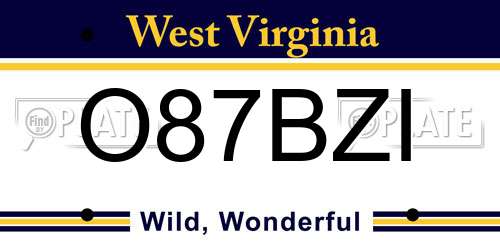 O87BZI West Virginia License Plate