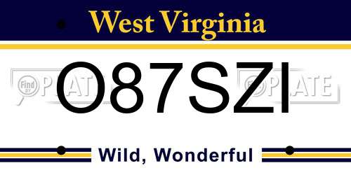O87SZI West Virginia License Plate