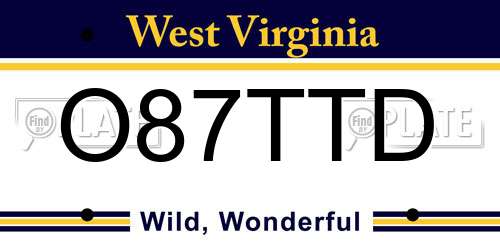 O87TTD West Virginia License Plate