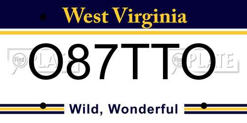 O87TTO West Virginia License Plate