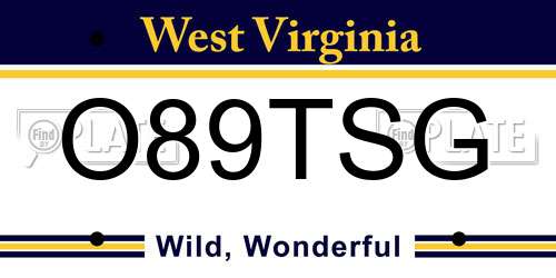 O89TSG West Virginia License Plate