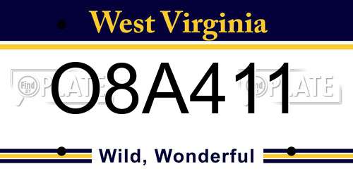 O8A411 West Virginia License Plate