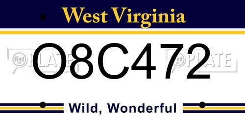 O8C472 West Virginia License Plate