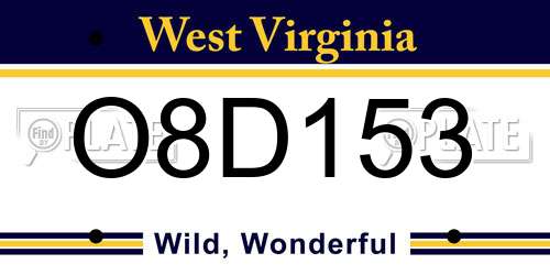 O8D153 West Virginia License Plate