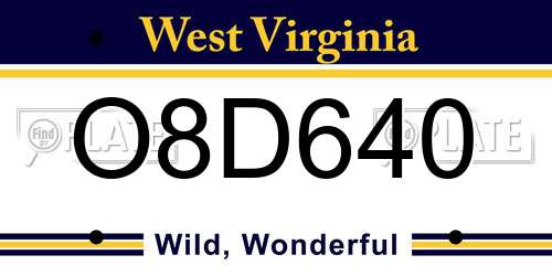 O8D640 West Virginia License Plate