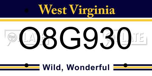 O8G930 West Virginia License Plate