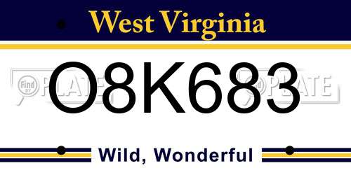 O8K683 West Virginia License Plate