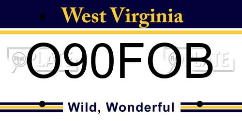 O90FOB West Virginia License Plate