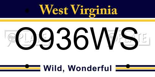 O936WS West Virginia License Plate