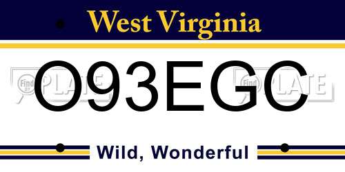 O93EGC West Virginia License Plate