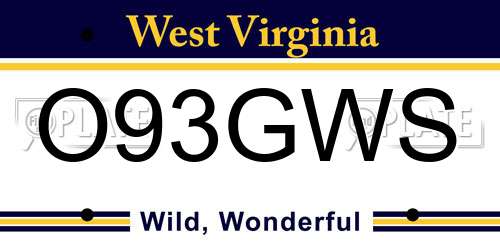 O93GWS West Virginia License Plate