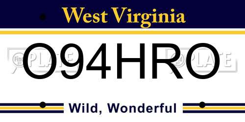 O94HRO West Virginia License Plate