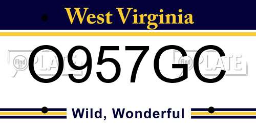 O957GC West Virginia License Plate