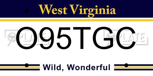 O95TGC West Virginia License Plate