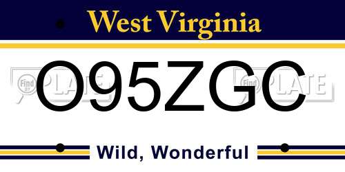 O95ZGC West Virginia License Plate