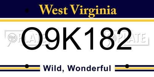 O9K182 West Virginia License Plate