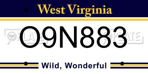 O9N883 West Virginia License Plate