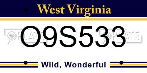 O9S533 West Virginia License Plate