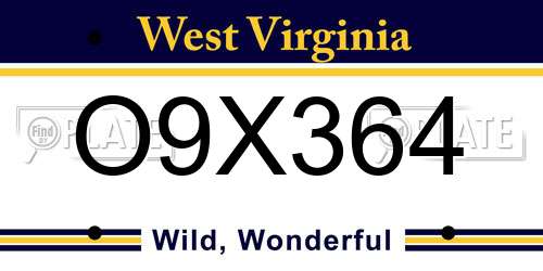 O9X364 West Virginia License Plate