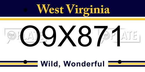 O9X871 West Virginia License Plate