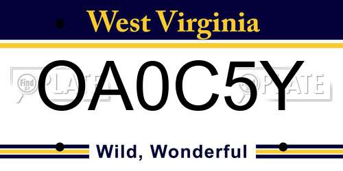 OA0C5Y West Virginia License Plate