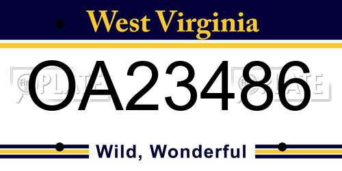 OA23486 West Virginia License Plate