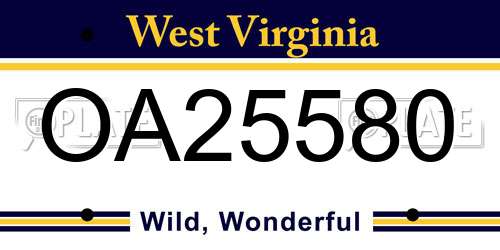 OA25580 West Virginia License Plate