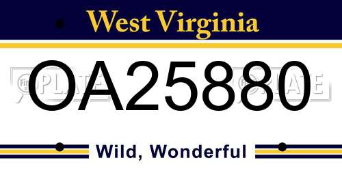 OA25880 West Virginia License Plate