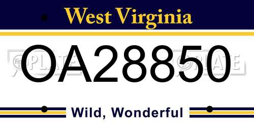 OA28850 West Virginia License Plate