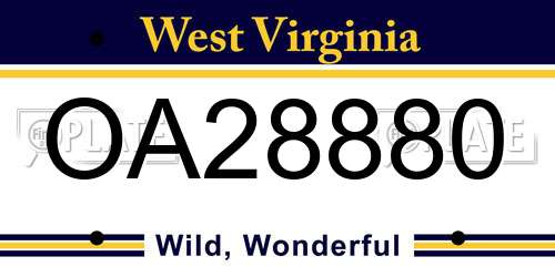 OA28880 West Virginia License Plate