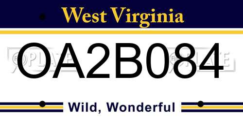 OA2B084 West Virginia License Plate