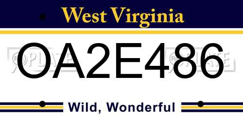 OA2E486 West Virginia License Plate