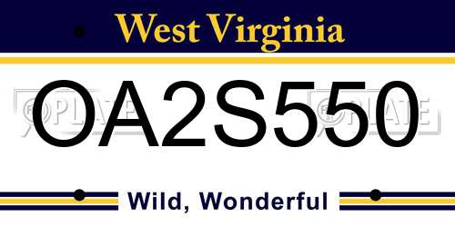 OA2S550 West Virginia License Plate