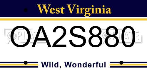 OA2S880 West Virginia License Plate
