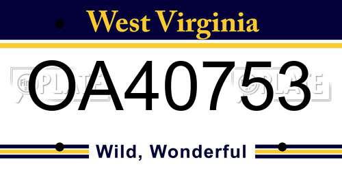 OA40753 West Virginia License Plate