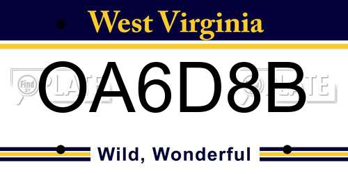 OA6D8B West Virginia License Plate