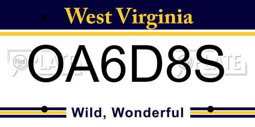OA6D8S West Virginia License Plate
