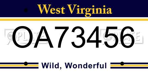 OA73456 West Virginia License Plate