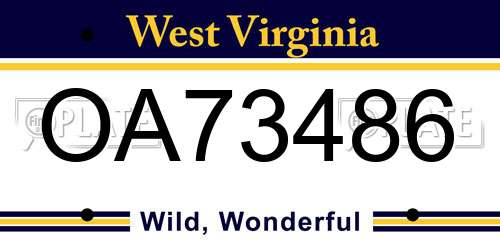 OA73486 West Virginia License Plate