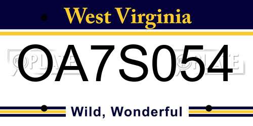 OA7S054 West Virginia License Plate