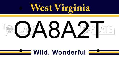 OA8A2T West Virginia License Plate