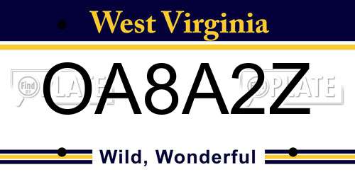 OA8A2Z West Virginia License Plate