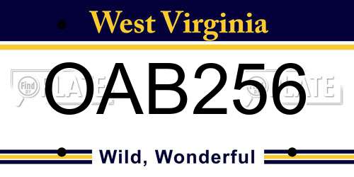 OAB256 West Virginia License Plate