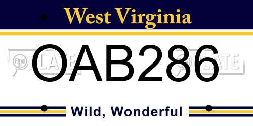 OAB286 West Virginia License Plate