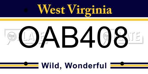 OAB408 West Virginia License Plate