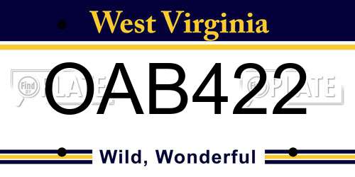 OAB422 West Virginia License Plate